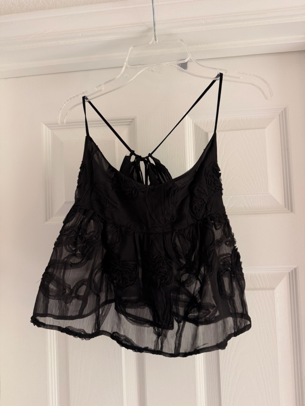 ZARA Semi Sheer Black Strappy Camisole Top
